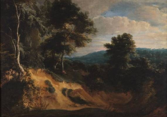 Jacques d'Arthois - Peasant Resting by a Dune in a Forest Landscape