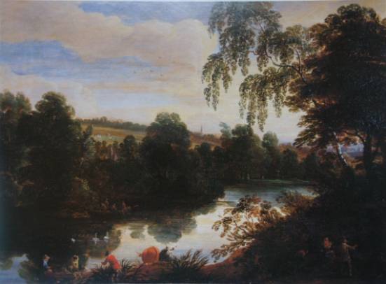 Jacques d'Arthois - Wooded River Landscape with a Rowing Boat Coming Ashore