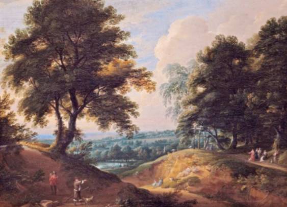 Jacques d'Arthois - Landscape with Huntsman