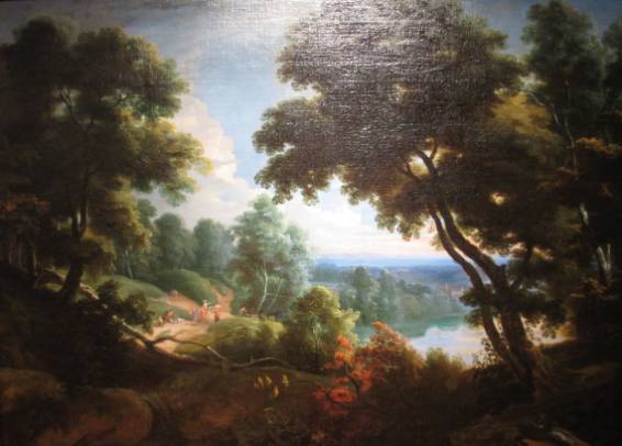 Jacques d'Arthois - Forest Landscape with a River and Travellers