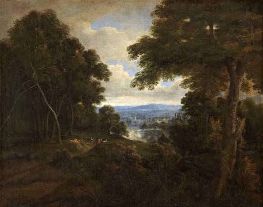 Jacques d'Arthois - An Extensive Wooded Landscape with Travellers on a Path