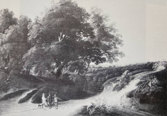 Jacques d'Arthois - Three Men Conversing on a Path at a Forest Edge