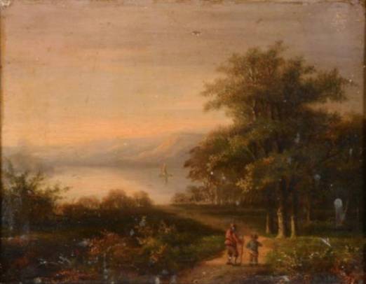Jacques d'Arthois - Lake Landscape with Figures