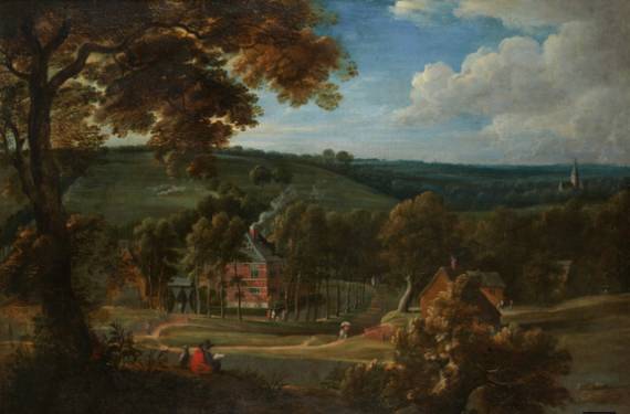 Jacques d'Arthois - Rolling Landscape with a View of a Village Surrounded by Trees