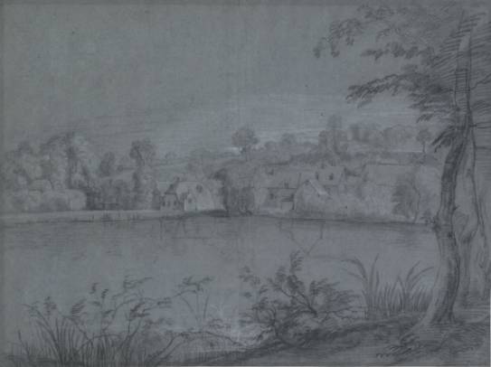 Jacques d'Arthois - View of a Large Pond and a Part of the Village of Elsene near Brussels 