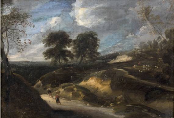 Jacques d'Arthois - Landscape with Travelers