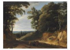 paintings CB:330  Hilly Wooded Landscape with Travellers on a Path